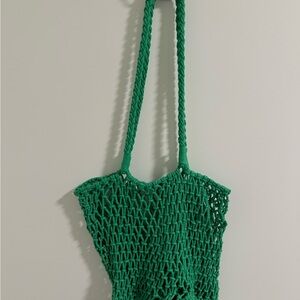 Green Knitted Tote Bag